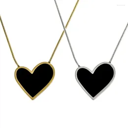 Chains 652F Black Heart Pendant Necklace Sexy Clavicle Chain Fashion Choker Upscale Jewellery For Women And Teen Girls