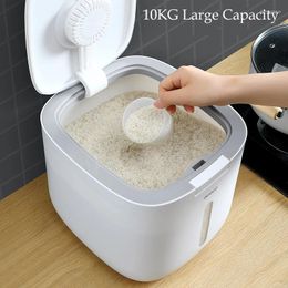 Storage Bottles 10Kg Kitchen Plastic Container Rice Box Collection Insect-Proof Moisture-Proof Sealed Cylinder Grain Household Tank