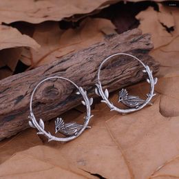 Hoop Earrings Fashion Stainless Steel Animal Bird Leaf Handmade Quality Design Female Personality Party Wedding Jewellery