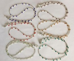 6 pieceslot assorted Coloured fresh water pearl and glass beaded eyeglass necklace chain retainer holder7951515