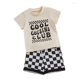 Clothing Sets Pudcoco Infant Baby Boys Shorts Set Short Sleeve Letters Print T-shirt With Plaid Summer Outfit 3-24M