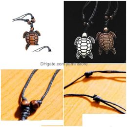 Pendant Necklaces Fashion Whole 12Pcslot Imitation Bone Carving Hawaiian Surfing Sea Turtles Necklace Lucky Gift Mn4741138420 Drop D D Dhfhs