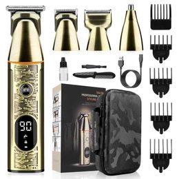 Electric Shavers All Metal 5 in 1 Hair Trimmer Mens Multi-function Electric Hair Clipper Household Shaver Shaving Trimmer Washable Grooming Kit T240507