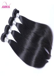 Brazilian Virgin Hair Straight 4PcsLot Unprocessed Brazilian Human Hair Weave Bundles Natural Black Cheap Remy Hair Extensions Ca6630534