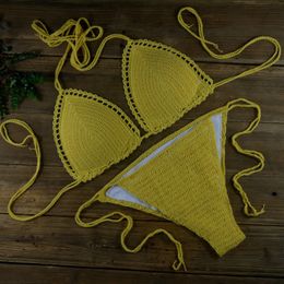 Women's Sexy Crochet Bikini By Hand Swimsuit Crochet Bikini Hollow Crochet Swimwear custom 13 colors free shipping 246a