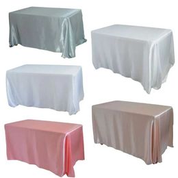 Disposable Dinnerware (White/Red/Pink) 145x180cm satin tablecloth cover used for weddings parties ceremonies Christmas birthdays table covers Q240507