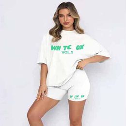 Luxury short set 2 piece white foxx designer TShirt Tracksuit womens Short clothing Fashion Sports Long Sleeves Pullover Hooded Woman Foxs track suits