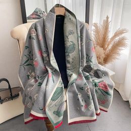 Scarves 2024 Women's Winter Scarf Cashmere Shawl And Wrap Printed Warm Thick For Women Blanket