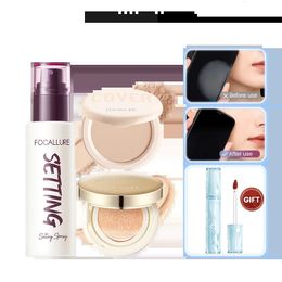 FOCALLURE Full Face Makeup Set Waterproof Air Cushion Moisturising Spray Matte Pressed Powder Cosmetics With Free Gift Lip Gloss 240508