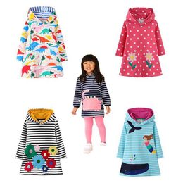 Girl's Dresses Jumping Metres 2-7T Girls Cartoon Hooded Dresses Long Sleeve Autumn Winter Childrens Costume Fashion Hot Selling Kids DressL2405