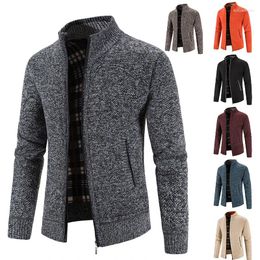 Men's Jackets 2024 Autumn/Winter Plush And Thickened Stand Collar Jacket Half High Neck Knitted Cardigan Sweater For Men