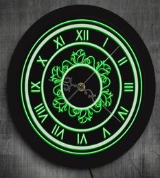 Vintage Roman Numeral Clock With Floral Pattern LED Laser Engraved Numerics Numbers Decorative Wall Watch With LED Backlights4621533