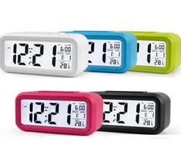 Table Clock Smart Sensor Nightlight Digital Alarm Clock with Temperature Thermometer Silent Desk Bedside Wake Up Snooze T2I517428061576