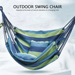 Camping Hammock Chair Thickened 300lb Weight Capacity Hanging With Cushions Rope for Home Outdoor Garden Yard Lazy Bed 240508