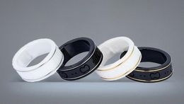 Ceramic Band Rings Black White for Women Men Jewellery Gold Silver Ring with box3767659