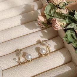 Stud Earrings Exquisite Zircon Pearl Earring For Women Heart Shape Fishtail Flower Rhinestone Bride Wedding Party Jewellery