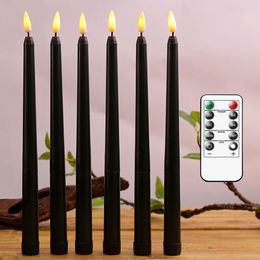 Halloween LED Black Taper Candles With Remote Control 6 or 12 PiecesFlameless Electronic 28cm11 inch Window Candlesticks 240430