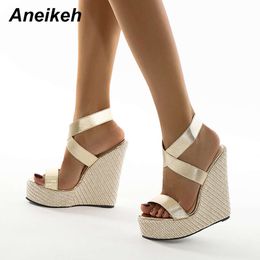 2024 Gladiator Wedges Sandals Women Cover Heel Platform Fashion Summer Cross Strappy High Heels Sexy Shoes Size 35-42
