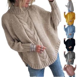 Women's Sweaters Womens Turtleneck Loose Fit Long Sleeve Tops Ribbed Knit Turtle Neck Sweater For Daily Outfit