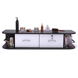 Estação de barbeiro montada na parede, mesa de beleza com gaveta de travamento, equipamento de estilo de salão de beleza, preto e branco