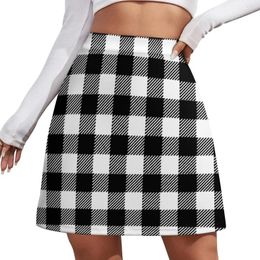 Skirts Check Print Skirt Black And White Street Style Casual Women Trendy Mini Custom Bottoms Gift