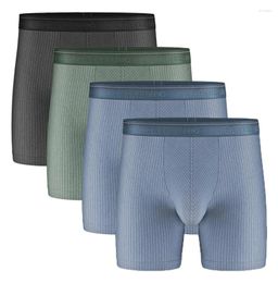 Underpants 4 Pack Separatec Mens Underwear Breathable Cotton Boxer Briefs Separate Dual Pouch Long Leg Sports Panties