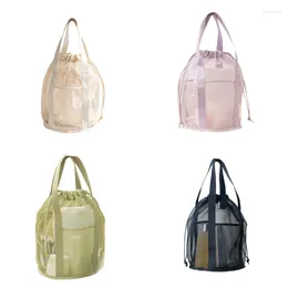 Storage Bags Mesh Beach Bag Handbag Drawstring For Kids Toy Swimming Pool Foldable Cosmetic
