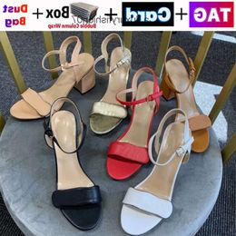 Leather Mid Heel Ladies Sandals women Slippers Designer sandal Lady Wedding party Shoes Flats Ankle Buckle Rubber Sole Mules Summer Beach ggitys 4GPE