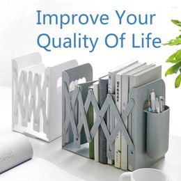 Kitchen Storage Retractable Bookends For Shelves Book Support Stand Adjustable Bookshelf With Pen Holder Desk Organiser Office Accessories