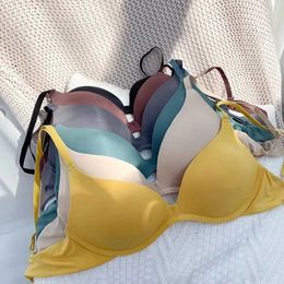 Active Underwear Women Seamless Bra Sexy No Wire Push Up Underwear Girls dents Breathable Thin 6 Colours Bras Fes Bra Breathable Gathered d240508