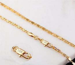 2mm Flat Chains Fashion Luxury Women Jewelry 18K Gold Plated Necklace Chain Mens 925 Silver Plated Chains Necklaces Gifts DIY Acce8672230