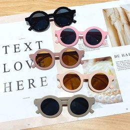 Sunglasses Free delivery of ldren colored round frame light PC cute small face sunglasses for childrens sunglasses H240508