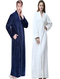 Men Winter Thermal Plus Size Extra Long Thick Grid Flannel Bathrobe Mens Zipper Warm Bath Robe Dressing Gown Male Luxury Robes8442901
