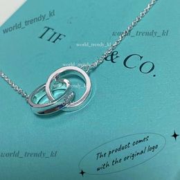 Tiffanyjewelry Luxury Tiffanybead Pendant Necklaces Womens Designer Jewellery Fashion Street Classic Ladies Dual Ring Necklace Holiday Gifts T Home 72