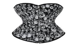 Women Gothic Skulls Corset Top Plus Size S6XL Laceup Vintage Steampunk Overbust Body Shaper Waist Trainer Shapewear Corselet2414488