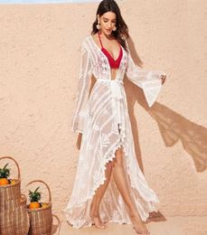 Womens Summer Dresses Sexy Cover Up Swimming Dress For Beach Swimsuit Coverup Kaftan Long Swimwear Plus Size Sarong White Lace X071467735