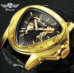 WINNER Official Sports Automatic Mechanical Men Watch Racing Triangle Skeleton Wristwatch Top Golden Gift Box4886179