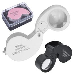 40X MINI Jewellery Magnifying Glass 2 LED Foldable Magnifier Lens Diameter 25mm Pocket Illuminated Loupe for Jade Appreciation