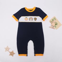 Clothing Sets 0-3T Baby Boy Design Clothes Dark Blue One Piece Cute Yellow Round Collar Romper Pants Fall Style Cosy Bubble