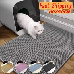 Cat Beds Furniture Cat Litter Mat Pet Toilet Waterproof Double Layer Pet Litter Box Mat Nonslip Sand Cat Washable Mat Clean Pad Pet Clean Supplies d240508