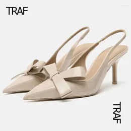 Dress Shoes TRAF Women Wedding Butterfly High Heels Ladies Office Modern Black Bow Slingback Pointed Toe Heeled For Woman Pumps