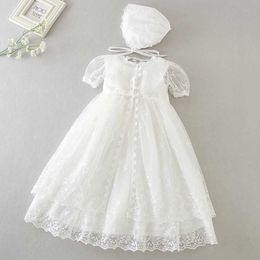 Christening dresses New Baby Girl Dress One Year Baptist White Lace Birthday Party Princess Wedding Clothing 0-24M Q240507
