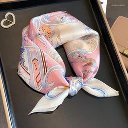 Scarves Designer Pink Hand Bags Scarf For Women Luxury Real Natural Silk Summer Head Wear Foulard Femme Square Bandana 53cm