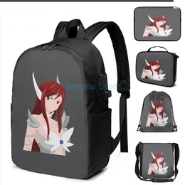 Backpack Funny Graphic Print Erza Scarlet(8) USB Charge Men School Bags Women Bag Travel Laptop