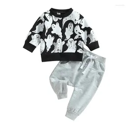 Clothing Sets ZZLBUF Infant Baby Boy Girl My First Halloween Clothes Pumpkin Bat Letter Print Outfit Funny Long Sleeve Romper Pants