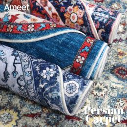 Carpet Persian Carpet In The Bedroom Bedside Girls Vintage Ethnic Oval Rug Nordic Carpet Living Room Red Blue Decor Room Mats For Floor J240507