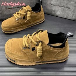 Casual Shoes 2024 Est Leisure For Men Round Toe Cross Tied Comfy Flat With Retro Classic Autumn Fashion Leather