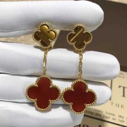 Personal earrings musthave for parties New and higher gold single flower butterfly four leaf clover womens 18K rose anti with common vanly