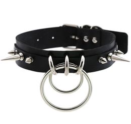 KMVEXO Punk Spike Metal Collar Girls Leather Harness Choker Necklace for Women Party Club Chockers Gothic Jewellery Harajuku 20191535473