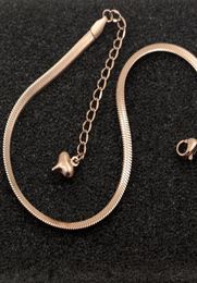 Fashion Simple Flat Bone Chain Rose Gold Anklet Titanium Steel Women Feet Jewellery Anti-allergic5591649